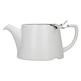 London Pottery Company 43220 oval tekanna med infuserare för lös te, stengods 3 Cup Loose Leaf Teapot Satin White