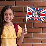 2022 Queen Platinum-jubileum 15 st handvinkande flaggor Union Jack Stick flagga mini brittisk handhållen flagga för firande drottningens platina jubileum kungliga evenemang festdekorationer
