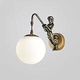 Väggbelysning, Vägglampa i vitt glas från mitten av århundradet Globe Vägglampa Modern Smyckesfäste Vägglampa, Lantgårdsbelysningsarmatur E27 Vägglampor för Vardagsrum Sovrum Sängbord Restaurang (