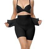 Kvinnor hög midja kroppsformare kraft kort magkontroll formkläder underkläder bodysuit postpartum under klänning rumplyft lår, D43-svart, 3XL