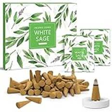 Scentorini Rökelsekoner, sortiment av 120 st rökelsekoner, White Sage Incense Cones