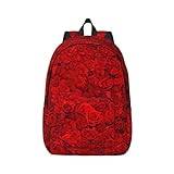 WURTON Red Rose1 Ryggsäck för män och kvinnor, hållbar ryggsäck, svart, M
