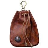 Lädermyntväska vintage dragsko påse bärbar myntväska liten byte nyckelhållare mini bärväska för män kvinnor