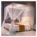 Snygg myggnät U-formad utdragbar sänghimmel med tredörrars fäste i rostfritt stål för att täcka sängar, spjälsängar och hängmattor (Färg: Vit, Storlek: 2,0 m)