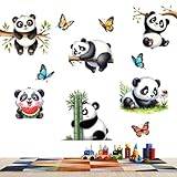 Hemousy Nursery Panda Wall Stickers, Cartoon Animal Wall Decal | Väggdekor för väggmålning Peel and Stick | Heminredning, väggdekoration Vattentät, självhäftande klistermärke för barnkammare,