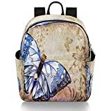 Retro fjäril mini ryggsäck handväska för kvinnor flickor tonåring, fjäril blomma liten mode dagväska, ledig lätt väska, Butterfly Flower, 8.26(L) X 4.72(W) X 9.84(H) inch, Ryggsäckar för dagsutflykt