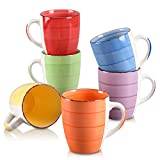 vancasso, Bonita-serien, 6 koppar keramiska muggar, 350 ml, kaffemugg set, minimalistisk stil flerfärgad-blå och orange