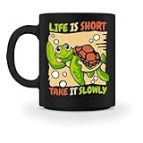 Life Is Short Take It Slowly jättesköldpadda sköldpadda – kopp -M-svart
