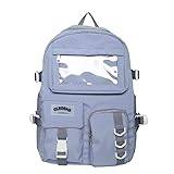 Tooe Cutecore Kawaii ryggsäck med estetiska tillbehör preppy laptopväska saker kokett skolväska kontorsmaterial, BLÅ, One Size