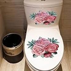 JTZYM 30 x 20 cm 3 st blommor självhäftande toalettlocksklistermärken roliga växter badrum toalettsitslock skydd dekaler klistermärken badrum väggklistermärken