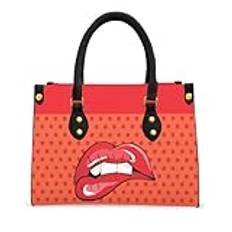 Fashion House NO 12 döda handväska med rött och orange retrotryck, flerfärgad