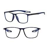 OLDLEAVES Blåljusfilter glidglasögon läsglasögon lämpliga för män/kvinnor, sportiga flexibla datorläsglasögon, 1,0 x, 1,5 x 2,0 x 2,5 x 3,0 x 3,5 x 4,0 x 1-par, blå, 1.0x