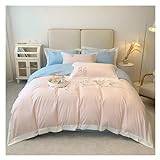 Light Luxury Style Pure Cotton Four-piece Set Small Fresh Embroidery Patchwork Color Bedding,Set med täcke