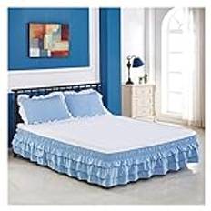 Sängkjol, kapplakan dubbel sängkappa 3 lager elastisk sängkappa sängskydd utan yta hem sängkläder hotell sängkjol hemtextil (färg: blå, storlek: King 200 x 200 cm)