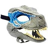 Dino Mask Realistic Dinosaur Head Mask Naturtrogna tänder och öppen käke Tyrannosaurus Rex Halvmask Dino Mask Moving Jaw Raptor Mask (Blue)