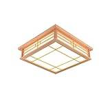 Square Wooden Ceiling Light Japanese Flush Mount Ceiling Lamp Close to Ceiling Lighting Fixture for Bedroom Kitchen Hallway Laundry Room Cloakroom Living Room Balcony (Color : White light, Siz
