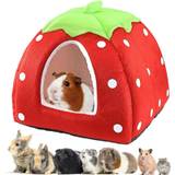 Big Hamster Bed, Rabbit Hideout, Small Pet Warm Fleece Cuddle Nest, Washable Winter Sleeping House For Small Pet/ferret/chinchilla/bunny (strawberry Style)