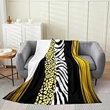 Homemissing Barn leopard zebra plysch prydnadsfilt, 100 x 130 cm ombre gul svart filt för soffa soffa dekor gepard flanell fleece filt djurtryck
