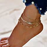 Edary Boho 3 lager vristlänk guld kristall vristlänk pärla armband tillbehör fotsmycken för kvinnor och flickor