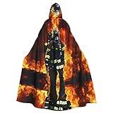OdDdot brandman brandman flamma tryck karneval cape, vuxen mantel med huva, häxdräkt för män och kvinnor cosplay kostymer
