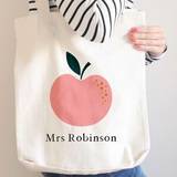 Personalised Teacher Apple Tote Bag
