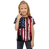 Baby Girl självständighetsdag för barn 4 juli 3D-grafik, tryckta t-shirts, flickor, nyhet kortärmade t-shirts, unisex, lediga toppar, flickor, kortärmad barn, ledig mjuk blus, tunika, indisk, Mörkblå,