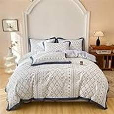 Retro Floral Bedding Set Cotton, Bed Sheets Set Soft Duvet Cover Bed Linen Pillowcase 150 * 200cm(3PCS)