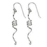 Sterling Silver Wavy Spiral Earrings - Silver