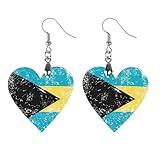 Retro Bahamas flagga söt hjärtformad hänge örhängen för kvinnor lätta träörhängen mode smycken gåvor