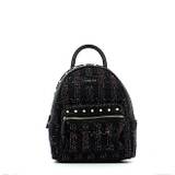Black Bouclè Fabric Meggy Small Backpack…