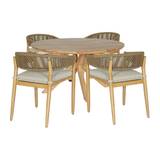 Maze Outdoor Porto Rope Weave 4 Seater Round Dining Set in Sandstone