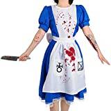 CoolChange Horror maid kostym med blodigt förkläde för halloween, läskig Alice utklädnad, storlek: M