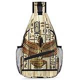 Forntida religion egyptisk pergament textur sling ryggsäck axel bröstväska crossbody axelväska resor vandring dagväska för kvinnor män, flerfärgad