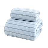HJHIKJK handduk Blue Stripe Large Bath Towel Gentle Soft Facial Towel Bathroom Adult Ladies Towel Set (Color : Blu, Size : 35 * 75cm)