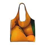 Färska mango kvinnors tygväska, återanvändbar matväska, axelväska reseshoppingväska, tygväska förvaring och mångsidig., Svart, One Size
