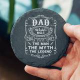 Fathers Day Gift Best Dad Ever Engraved Slate Coaster