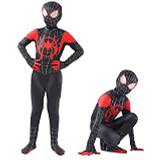 Leezeshaw superhjältedräkt/spindelmannendräkt unisex, vuxna, barn, ”Spider Verse Miles Morales”, overall, kroppsdräkt, lycra, spandex, Zentai, halloween- och cosplaydräkter