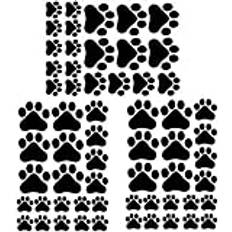 60 PC/set tecknad söta hundar djur fot väggklistermärken vinyl väggdekaler för barn barnrum barnkammare garderob kylskåp heminredning (svart)