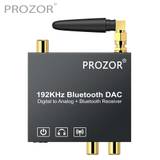 PROZOR Bluetooth DAC Digital to Analog Audio Converter Adapter Coaxial Toslink to Analog Stereo L/R RCA 3.5mm with Power Switch