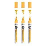 Molotow Aqua Color Brush (Brush Pen markör på vattenbas, pensel spets för akvarellliering och hantering) 3 stycken 041 hell orange
