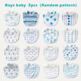 SHEIN 3-Pack Infant Pure Cotton Six-Layer Gauze Bibs Baby Waterproof Drooling Feeding Burp Cloths Kids Neck Scarf