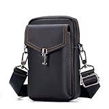 jonam Fanny Pack Leather Waist Pack Phone Pouch Bags Waist Bag Men's Small Chest Shoulder Belt Bag Back Pack (Color : Schwarz)