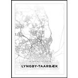 Karta - Lyngby-Taarbæk - Vit Poster (21x29.7 cm (A4))