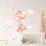 1pc Creative Wall Sticker, Cartoon Cute Bear Balloon Clouds Stars Pattern Self-adhesive Wall Stickers, Bedroom Entryway Living Room Porch Home Decoration Wall Stickers, Wall Decor Decals