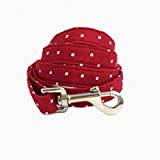 Red Dot Dog Collar and Bow Tie Leash Cotton Collar for Pets-C, XL