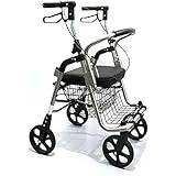Rullator Walker Transport med säte och 4 hjul hopfällbar rullator med fotstöd för äldre bariatriska mobilitetshjälp längtar efter bättre liv