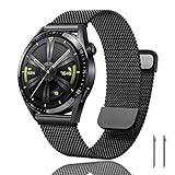 Remmar för Watch GT3/GT2/GT 2 Classic/GT 2 Pro 46mm Magnetiskt armband för Huawei Watch GT Active/Watch 2 Classic/Galaxy Watch 3 45mm/Galaxy Watch 46mm/Gear S3/Gear 2/Honor Watch Magic 46mm, SVART