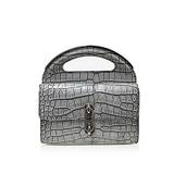 Gray Alligator and Leather E/W Top Handle Mini Bag…