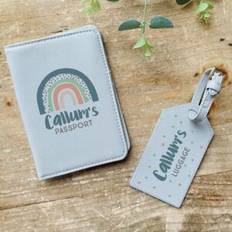 Personalised Blue Rainbow Passport And Luggage Tag
