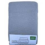 Familjesängkläder grå cellulär filt king size | vuxen mobilfilt bomull | stort sängöverkast vändbar lätt | termisk mjuk traditionell mobilfilt (230 x 260 cm)